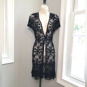 Vintage Michael Simon Boho Duster Crochet Cover Up - Women’s Medium NEW